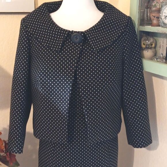 Kaliko Elegant Black Polka Dot Dress And Jacket - Picture 2 of 15